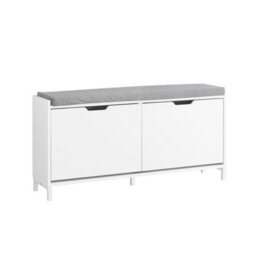 Sobuy Fsr151-L-W,shoe Bench With 2 Doors Functional,120X45X51.5White,w105Xd24Xh52 - thumbnail 1