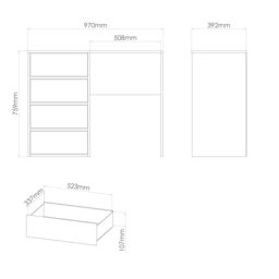 Ancona Matt Dusk Grey 4 Drawer Non-Extendable Dressing Table (H)759mm (W)970mm (D)392mm - thumbnail 7