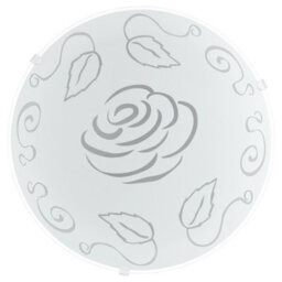 Elegant Wall And Ceiling Light With Rose Design - Satin Glass E27 Bulb Fixture - thumbnail 1