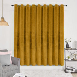 Oxford Homeware Eyelet Velvet Curtains Ochre Fully Lined Blackout Thermal Insulated Curtains (W)168Cm X (L)213Cm Single Panel - thumbnail 8