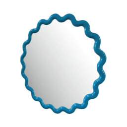 Deenz Striking Wave Edges Design Round Wall-Mounted Playful Ideal Mirror Blue Hue Glass And Pp Framed With Hooks 50 X 2.5 Cm - thumbnail 2