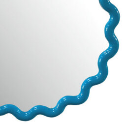 Deenz Striking Wave Edges Design Round Wall-Mounted Playful Ideal Mirror Blue Hue Glass And Pp Framed With Hooks 50 X 2.5 Cm - thumbnail 3