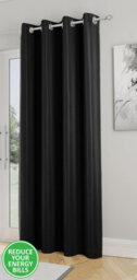 Enhanced Living Nightfall Plain Supersoft Black Thermal Blockout (Single) Eyelet Door Curtain - 66 X 84 Inch (168 X 214Cm)