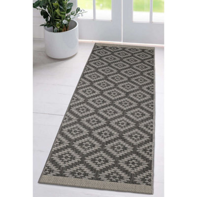 Melrose Eden Genesis Silver Indoor Outdoor Area Runner Rug 3mm Pile Height - 67/300Cm - image 1