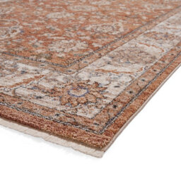 Brown Terracotta Traditional Bordered Floral 10mm Thick Stain-Resistant Rug For Bedroom, & Dining Room-120Cm X 170Cm - thumbnail 6