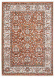 Brown Terracotta Traditional Bordered Floral 10mm Thick Stain-Resistant Rug For Bedroom, & Dining Room-120Cm X 170Cm - thumbnail 9