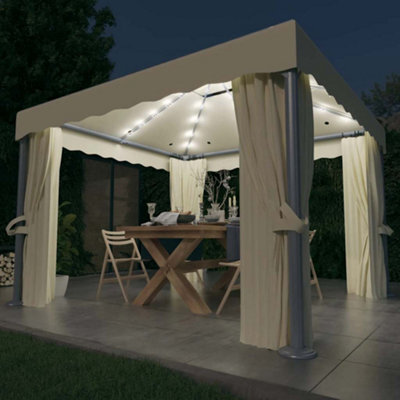 Walplus Gazebo With Curtain&led String Lights 3X3 M Cream White - image 1