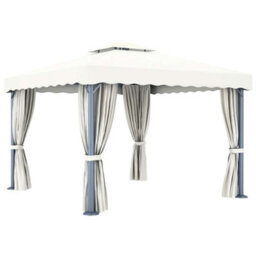 Walplus Gazebo With Curtain&led String Lights 3X3 M Cream White - thumbnail 4
