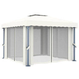 Walplus Gazebo With Curtain&led String Lights 3X3 M Cream White - thumbnail 6