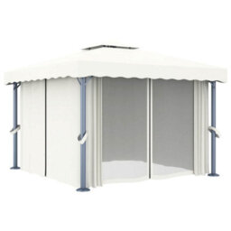 Walplus Gazebo With Curtain&led String Lights 3X3 M Cream White - thumbnail 5