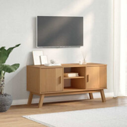 Walplus Tv Cabinet Olden Brown 114X43X57 Cm Solid Wood Pine - thumbnail 1
