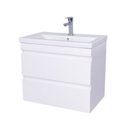 D Pro T Bathrooms 600mm Vanity Unit Gloss White Wall Hung Bathroom Cabinet With Soft Close Storage & Ceramic Basin - thumbnail 3