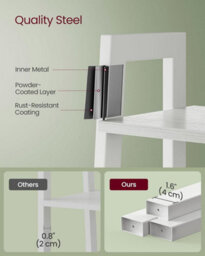LEDREM Ladder Shelf, 4-Tier Bookshelf, Storage Rack, Bookcase, For Living Room, Kitchen, Bedroom, White - thumbnail 2