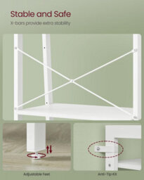 LEDREM Ladder Shelf, 4-Tier Bookshelf, Storage Rack, Bookcase, For Living Room, Kitchen, Bedroom, White - thumbnail 3
