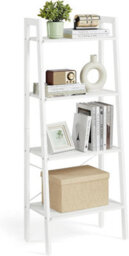 LEDREM Ladder Shelf, 4-Tier Bookshelf, Storage Rack, Bookcase, For Living Room, Kitchen, Bedroom, White - thumbnail 4