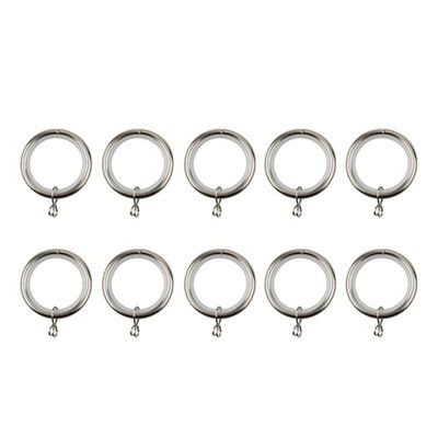 GoodHome Olympe Chrome Effect Grey Curtain Ring (Dia)28mm, Pack Of 10 Compatibility- 25/28mm Curtain Pole - image 1