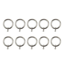 GoodHome Olympe Chrome Effect Grey Curtain Ring (Dia)28mm, Pack Of 10 Compatibility- 25/28mm Curtain Pole