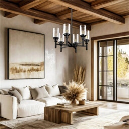 Vrygle 6-Light Farmhouse Metal Ferris Wheel Glass Chandelier Industrial Ceiling Lights Kitchen - thumbnail 8