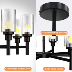 Vrygle 6-Light Farmhouse Metal Ferris Wheel Glass Chandelier Industrial Ceiling Lights Kitchen - thumbnail 5