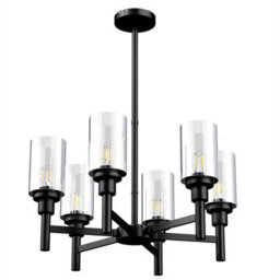 Vrygle 6-Light Farmhouse Metal Ferris Wheel Glass Chandelier Industrial Ceiling Lights Kitchen - thumbnail 6