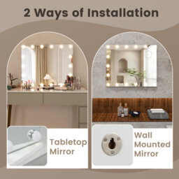 Costway Hollywood Vanity Makeup Mirror W/ Dimmable Led Lights Tabletop & Wall Mounted 65 X 52 Cm - thumbnail 5