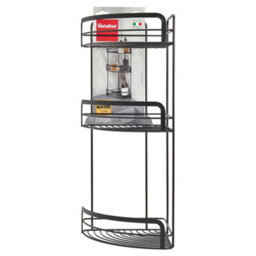 Metaltex Origin Lava 3-Tier Corner Shelf Bathroom Storage Rack  - Black - thumbnail 4