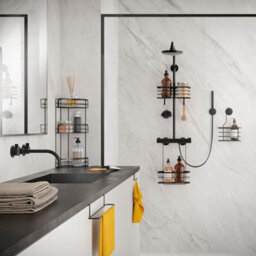 Metaltex Origin Lava 3-Tier Corner Shelf Bathroom Storage Rack  - Black - thumbnail 3