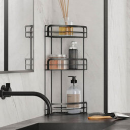 Metaltex Origin Lava 3-Tier Corner Shelf Bathroom Storage Rack  - Black - thumbnail 2