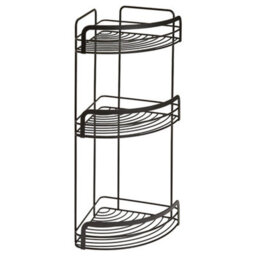 Metaltex Origin Lava 3-Tier Corner Shelf Bathroom Storage Rack  - Black - thumbnail 1