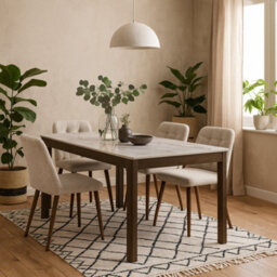 Wyld Haus Cork 180Cm Rectangular Cream Ceramic Dining Table With Oak Veneer Base - thumbnail 2