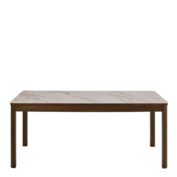 Wyld Haus Cork 180Cm Rectangular Cream Ceramic Dining Table With Oak Veneer Base - thumbnail 4