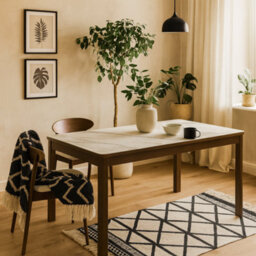 Wyld Haus Cork 180Cm Rectangular Cream Ceramic Dining Table With Oak Veneer Base