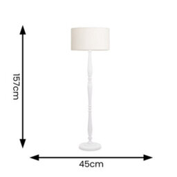 Valuelights Victoria Candlestick White Wood Floor Lamp With Cream Boucle Drum Shade - thumbnail 6