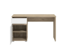 Amos Mann Furniture Langley Oak And White Gloss Computer Study Desk With Drawer And Cupboard - thumbnail 5