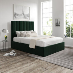 Amalfi Hugo Bottle Green Upholstered King Size Ottoman Bed - thumbnail 1