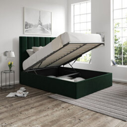 Amalfi Hugo Bottle Green Upholstered King Size Ottoman Bed - thumbnail 3