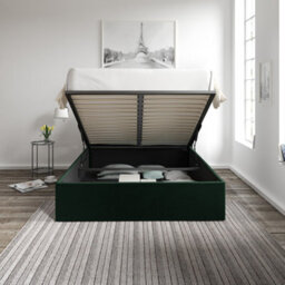 Amalfi Hugo Bottle Green Upholstered King Size Ottoman Bed - thumbnail 4