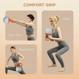 (4Kg, Orange And Grey) Sportnow Kettlebell With Non-Slip Handle - thumbnail 5
