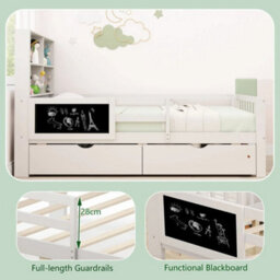 Single Size Bed Frame W/2 Storage Drawers & Bookcase Headboard - thumbnail 3