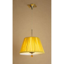 Luminosa Lighting Luminosa Siena Pendant Round 1 Light E27, Antique Brass With Amber Cream Shade And Amber Crystal - thumbnail 2