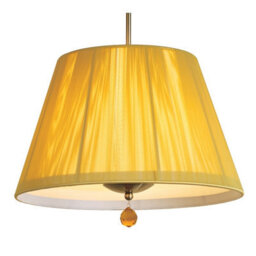 Luminosa Lighting Luminosa Siena Pendant Round 1 Light E27, Antique Brass With Amber Cream Shade And Amber Crystal - thumbnail 5