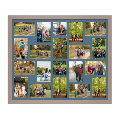 AK Frames 80X70Cm Rose Gold Modern Multi Photo Frame With Pompadour Mount - Holds 20 Apertures (18X) 6X4, (2X) 4X4 Photos - image 1