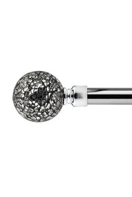 Unknown 16-19mm Mirrored Extendable Eyelet Metal Curtain Pole Set Chrome 120-210Cm - image 1