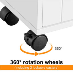 Yaheetech White Slim Bathroom Storage Cabinet W/ Adjustable Shelf And Wheels - thumbnail 8