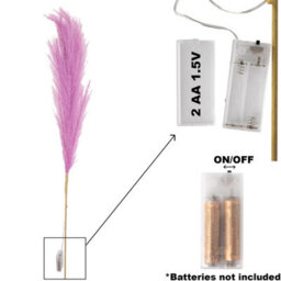 Shatchi 100Cm Prelit Pink Pampas Grass Warm White Leds Battery-Operated Christmas Artificial Flowers Decorations - thumbnail 2