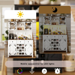 Abrihome Tall Kitchen Cabinet With 4 Doors & 3 Drawers, Usb Ports & Power Outlets, Side Cabinet For Kitchen, 120 X 40 X 170 Cm, White - thumbnail 6