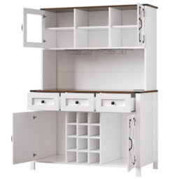 Abrihome Tall Kitchen Cabinet With 4 Doors & 3 Drawers, Usb Ports & Power Outlets, Side Cabinet For Kitchen, 120 X 40 X 170 Cm, White - thumbnail 8