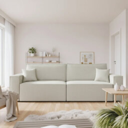 Karl Modern Corner Sofa Bed Cream Upholstery With Pull Out Sleeping Function And Built In Storage - thumbnail 2