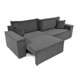 Karl Modern Corner Sofa Bed Cream Upholstery With Pull Out Sleeping Function And Built In Storage - thumbnail 3