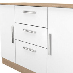 Trent 2 Door 3 Drawer Sideboard In White Matt & Black Matt (Ready Assembled) - thumbnail 4